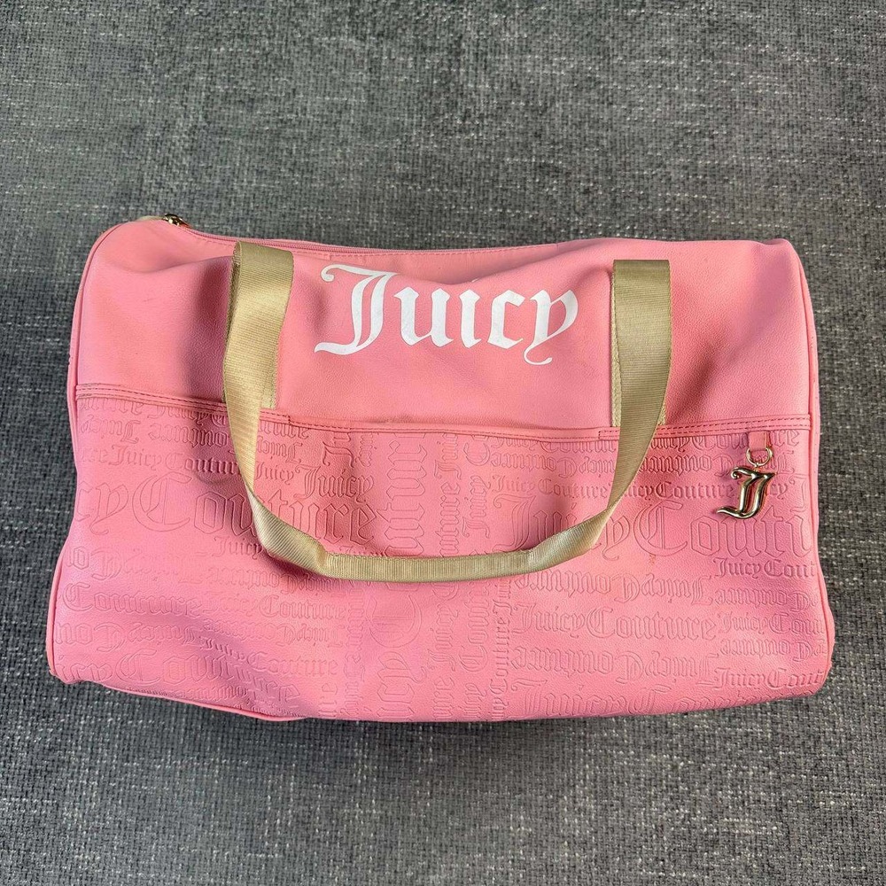 Juicy Couture Duffle Bag Women OS Pink Embossed Logo Y2K Weekender Bag